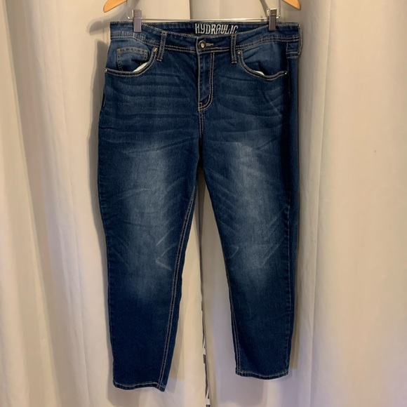 Hydraulic size 16 skinny jeans embroidery cross wings with  Rhinestones & jewels - Picture 1 of 5